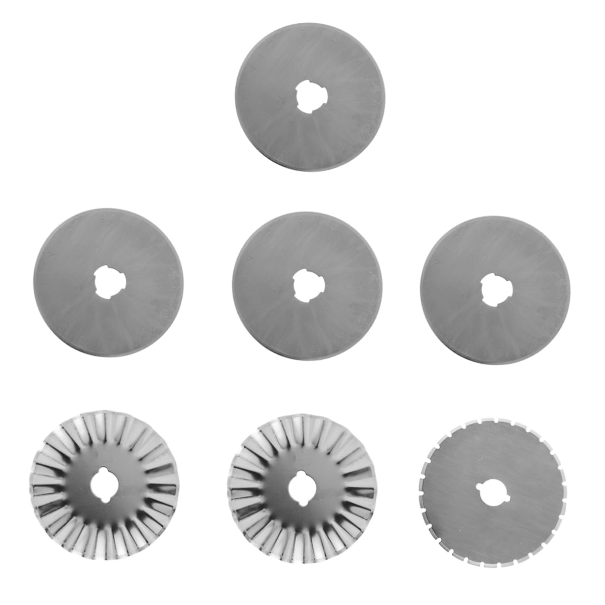 7 Pcs Rotary Cutter Replacement Blades with Storage Case Straight Dashed Wavy Style for Fabric Leather Paper Crafts Durable Cutting Wheel Blades for Home Office Use