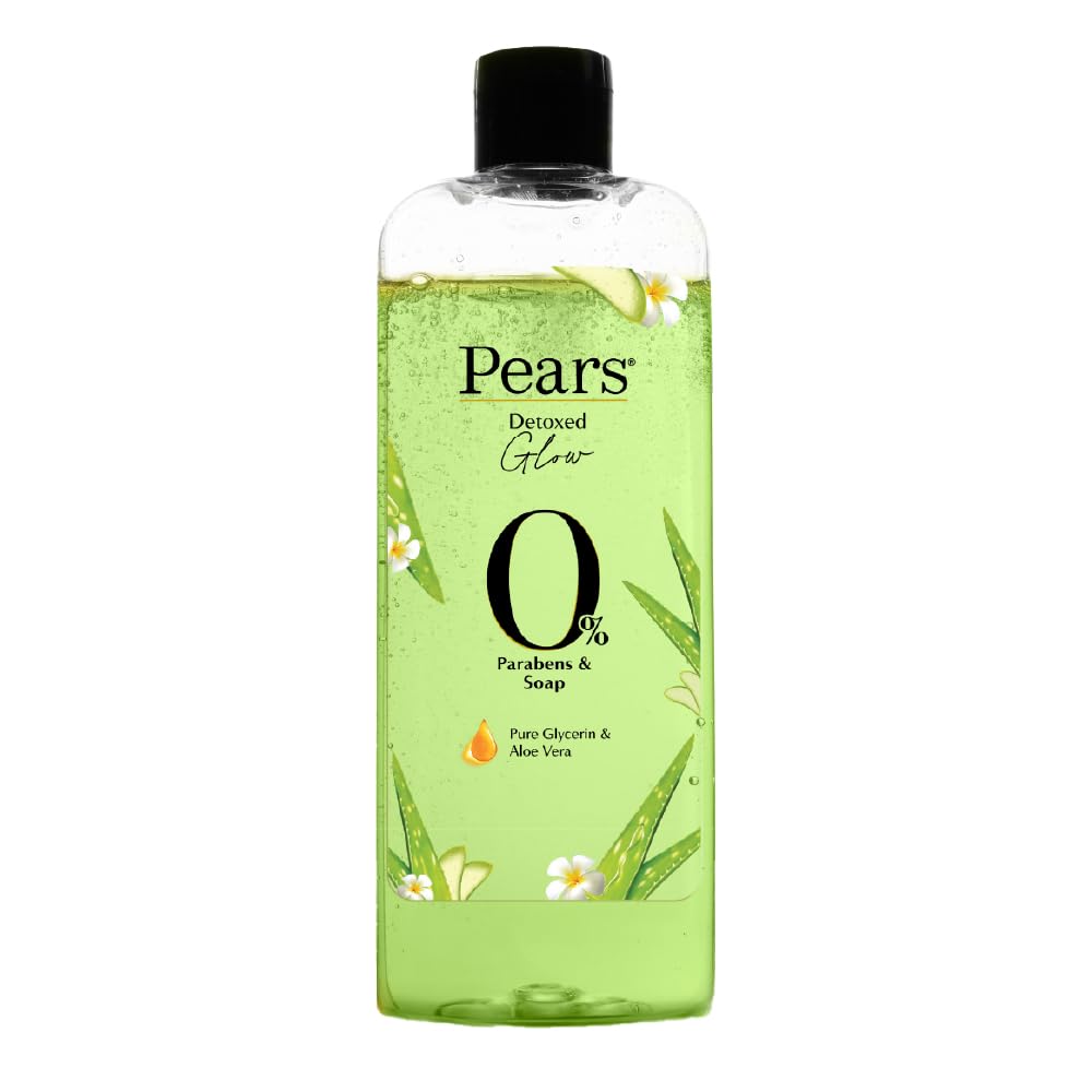 Pears 98% Pure Glycerin Detoxed Glow Body Wash with Aloe Vera and 0% Parabens & Soap for a Detoxed Glow, 250ml