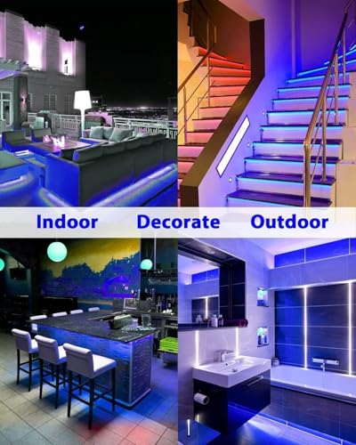 Image of NEWNESS 13.2 Feet Blue Neon LED Strip Lights | IP65 Waterproof Flexible Silicone Rope Light with 12V Power Adapter for Home Decor