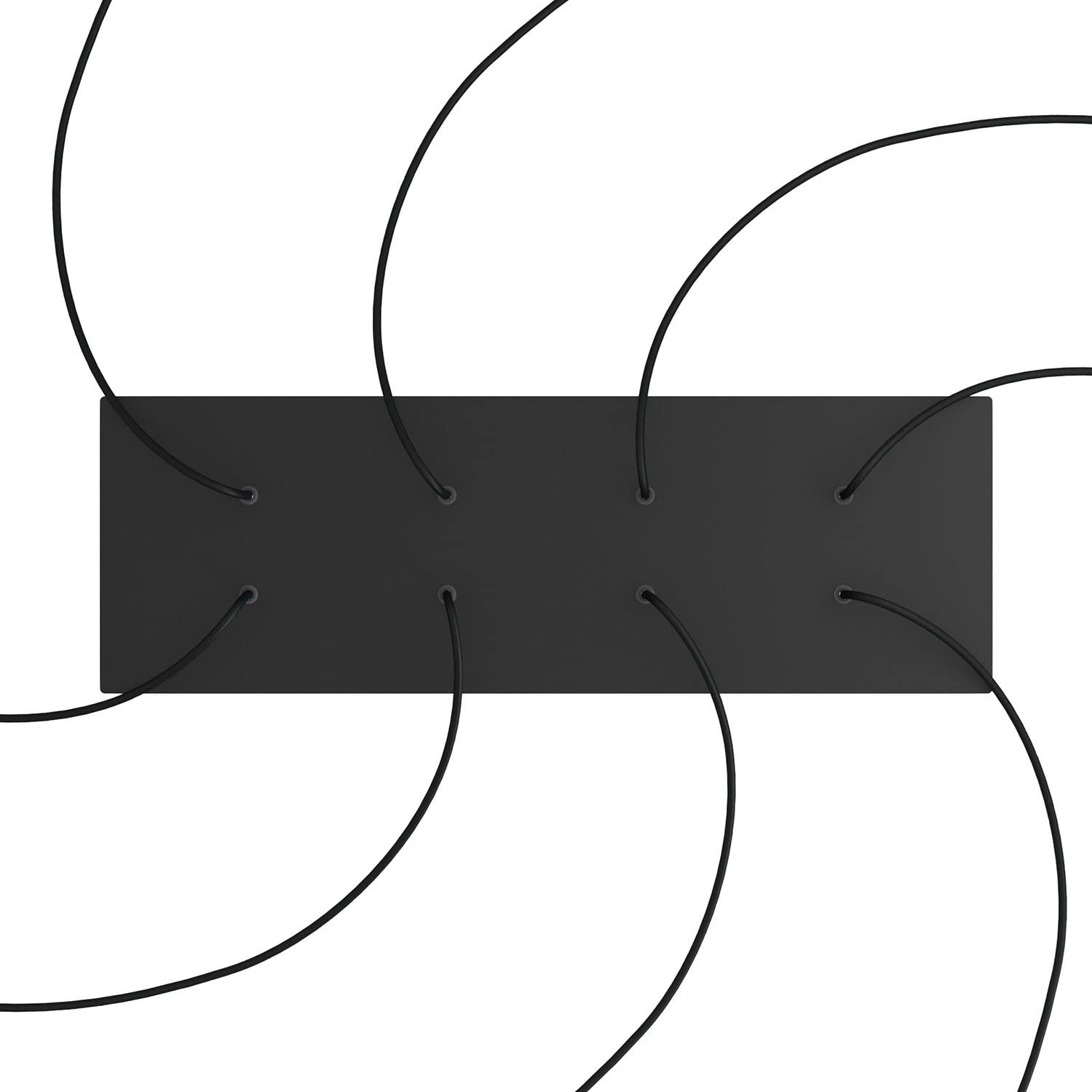creative cables Rosetón XXL Rose-One Rectangular a 8 Agujeros y 6 Agujeros Laterales, Dimensiones 675 x 225 mm - Negro Mate, Negro