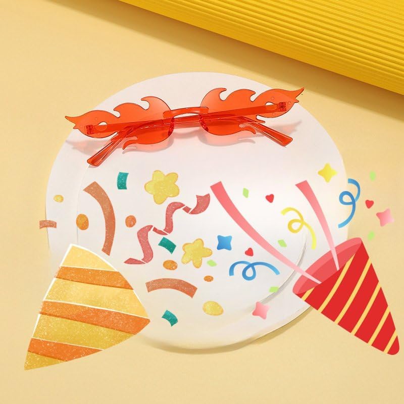 12 Pcs Flame Sunglasses Rimless Halloween Fire Flame Glasses Cosplay Party Novelty Decor Eyewear For Women Men - Image 5