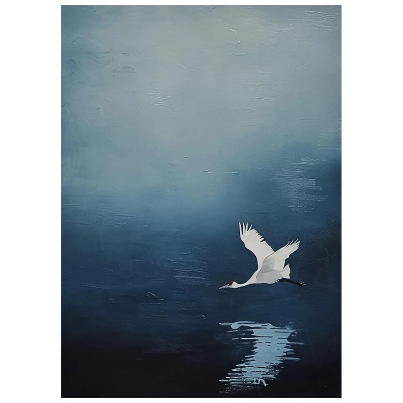 Peinture à l'huile abstraite de grue blanche sur toile sans cadre pour salon