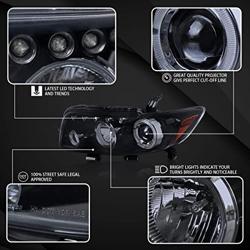 Autozensation Compatible With 2008-2010 Scion Xb Black Halo Led Projector Headlights L + R Pair Headlamp #TOP2