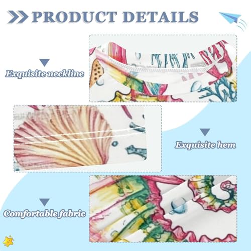 Kids Swimsuit Seahorse Coral Colorful Sunscreen T-Shirts Swimwear Sets UPF 50+3