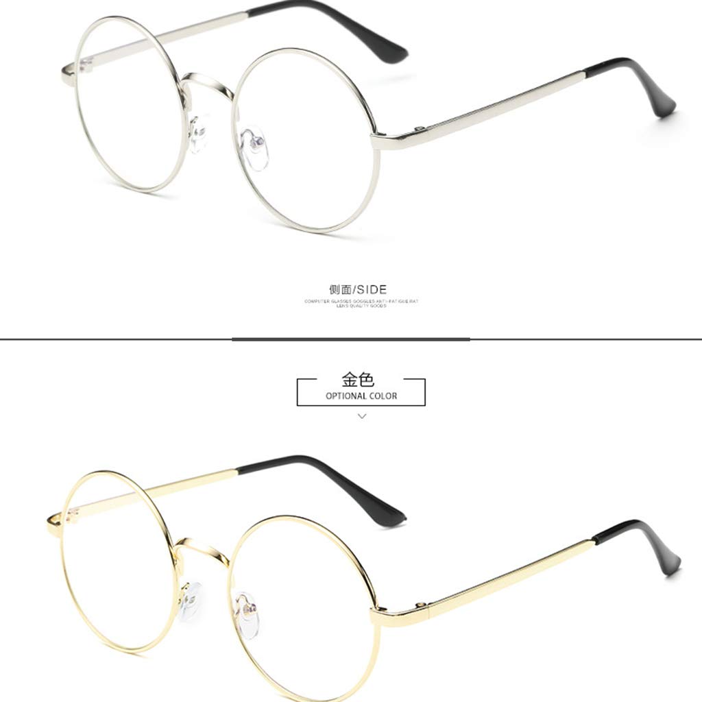 Amazon.co.jp: ユニセックスラウンドメガネ、メタルフレーム