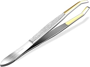 Solingen Tweezers Made in Germany for Facial Care for Hair Removal of Eyebrows, Beard Hair or Small Hair for Women and Men (Elbow/Gold)
