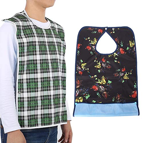 Adult Bibs For Men, Bibs For Men Adult Mealtime Bib Double Layer Elder Dinning Clothes Protector Bib For Adults For Eating Blue