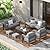 Wisteria Lane Aluminum Outdoor Patio Furniture Set with Footrest, Modern Patio Conversation Sets, Outdoor Sectional Metal Sofa with 5 Inch Cushion and Coffee Table for Balcony, Garden, Dark Grey