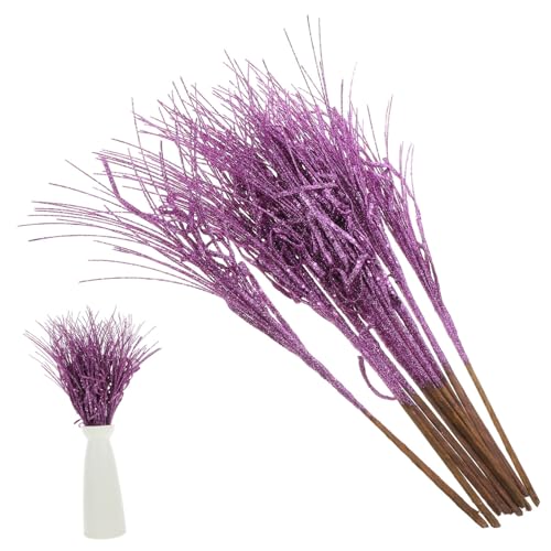 Housoutil 12pcs Decorative Branches Christmas Tree Stems Curly Christmas Glitter Sticks Branches Picks Ornament Glittery Decorative Glitter Sticks Twigs for Christmas Plastic Purple
