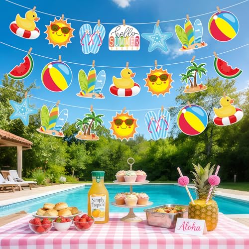 Image of 54 Pcs Hello Summer Cutouts Double Printed Paper Beach Decor for Summer Bulletin Board Classroom Decorations (Beach.54)