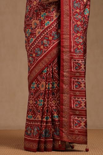 Soch maroon patola silk saree – image 5