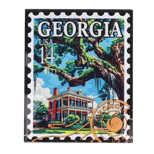 Imán acrílico diseño sello Georgia 7x5.7 cm miniatura 1