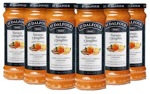 St Dalfour JENGIBRE Y NARANJA | Fruta triturada | Mermelada natural | Caja 6 frascos x 284gr | 100% fruta sin azúcares añadidos