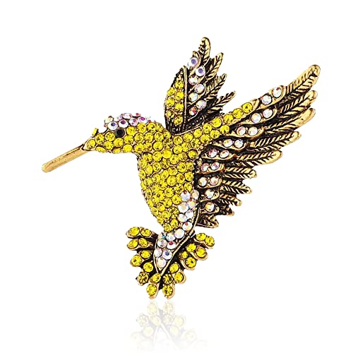 Image of Animal Hummingbird Brooch Pins for Women Fashion Bird Pins Elegant Rhinestone Crystal Animal Brooches Pin