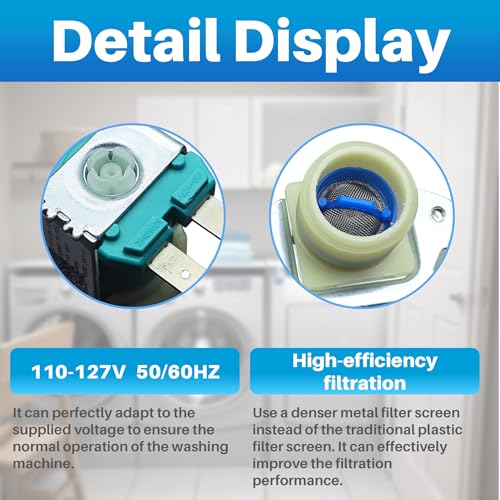 Image of Washer Water Inlet Valve Fit for lg kenmore WM3670HWA WM3370HWA, etc. | Easy to Install, Fit for WM3670HVA WM3470HWA WM2250CW WM3050CW WM3270CW WM3470HVA WM8000HVA WM3570HWA WM2277HW, etc.