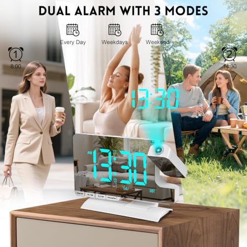 Projection Clock with 180° Rotatable Projector,Alarm Clocks - Image 2