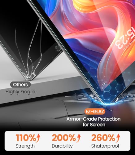 Image of EZ-GLAZ-2 Pack for iPad 10.2 Inch Screen Protector 9th 8th 7th Gen (2021&2020&2019), Military-Grade Shatterproof, 9H+ Tempered Glass with Installation Box, Anti-Scratch, Apple Pencil Compatible, HD Clarity, Bubble Free