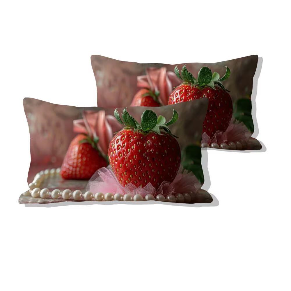 Taie oreiller doux velours fraise perle 50x90 cm, le cadeau pour dames élégant et moderne