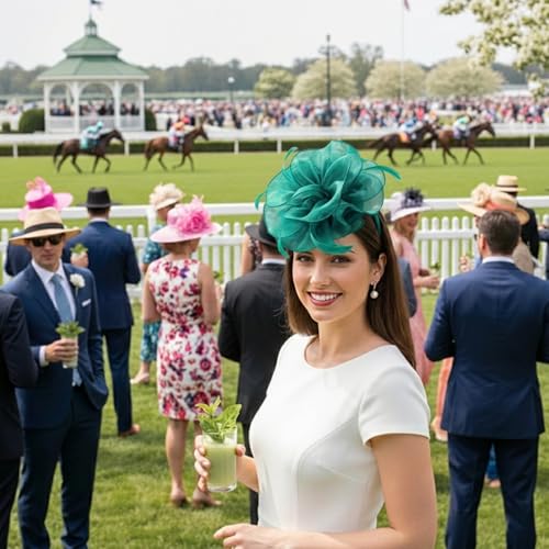 Image of DRESHOW Fascinators Hat Tea Party Headwear Ribbons Feathers on a Headband and a Clip for Women