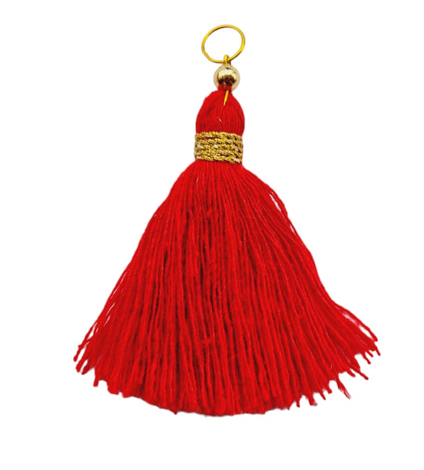 Image of Zippy Flora Micro 1.5 inch Length Cotton Handmade Tassels for Saree /Blouse /Dupatta /DIY /Decor (Pack of 12) (Red)