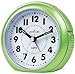 Produktbild ATRIUM Wecker analog Quarz mit Licht ohne Ticken große Zahlen hellgrün metallic A240-3