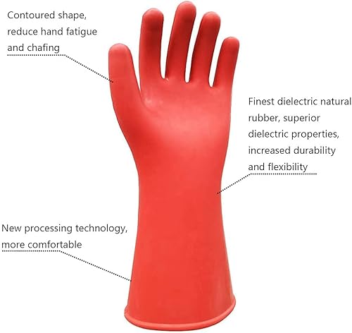 Miniatura 5 de gotosee Guantes aisladores de voltaje de goma anaranjados de la clase 25KV de la ropa de la seguridad, voltaje máximo 21750V AC32625V DC del uso