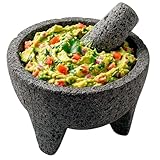 YO PIDO Molcajete 6 pulgadas; mortero de especias; fabricado con piedra volcánica; molcajete hecho a mano en México; Guacamole y máquina de salsa; incluye piedra de mortero
