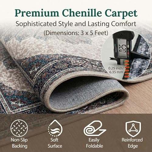 Image of Dream Weaverz Anti Slip Rectangular Carpet for Living Room & Hall | Silk | Flat Woven Soft Washable Floor Mat for Home, Bedroom Floor & Kitchen | Durable Anti Skid Rug for Daily Use (4 X 6) feet