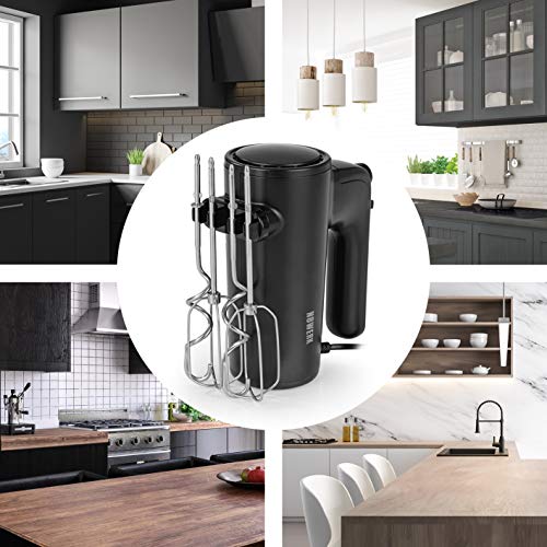 N8WERK Handmixer in der Midnight Edition | 2 Rührbesen und 2 Knethaken aus Edelstahl | 5 Geschwindigkeiten plus… – Bild 3