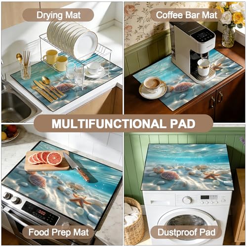 Image of Stove Burner Covers Non-Slip Electric Cooktop Protector Mat (Sea)