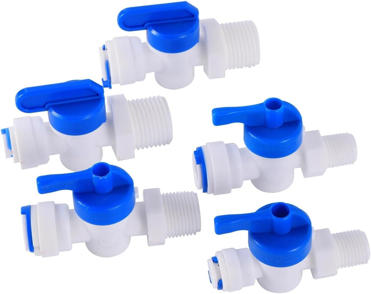 RO Water Straight Plastic Ball Valve 1/4 3/8Inch OD Hose Quick Connect Female Reverse Osmosis Aquarium Fitting 1Pcs(1I4 4-Way)