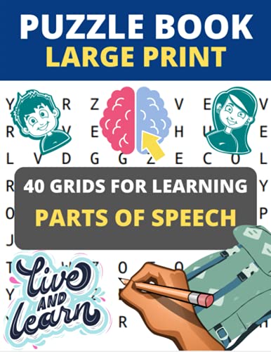 Puzzle Book large print: 40 grids for learning PARTS OF SPEECH: Large Print word seek | for adults word games | word game | word Games Puzzle book for ... and find words | Large Size 8.5 x 11 inches