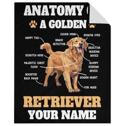 Custom Golden Retriever Blanket for Girls, Boys - 40x50 Inches Crib Size - Soft Fluffy Cozy Blankets Gift - Black Novelty Blanket for Travel, Office