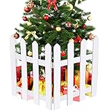 RUODON 4 Pack Christmas Tree Fences White Wooden Picket Fences Tree Fence Decoration for Xmas...