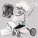 Hot Mom Silla de paseo Reversibilidad rotación multifuncional de 360 grados con buggy asiento y capazo 2020 Nueva actualización (Blanco)