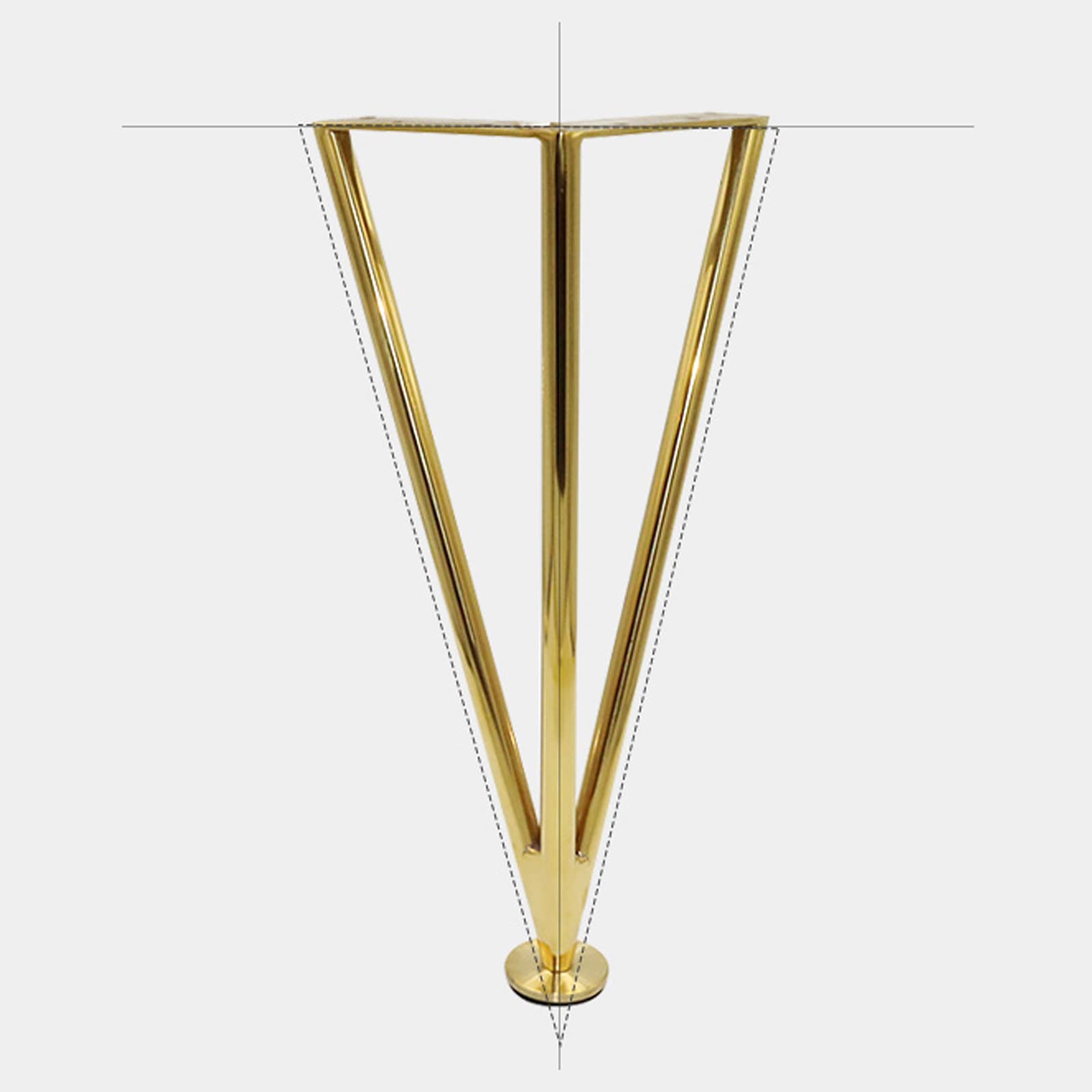 4 Gambe per mobili, Piedini triangolari per mobili, Gambe di Supporto in Acciaio Inox, Gambe Regolabili, con Viti (Oro 30 cm/11,8 Pollici)