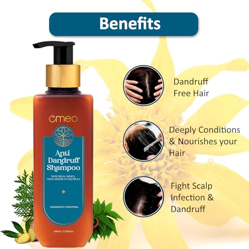 Image of Omeo Anti Dandruff Shampoo 100ml(Pack of 2) | With Neem, Ginger Arnica, Calendula & Thuja | Dandruff Control, Reduces Itchy Scalp, Flakes & Scalp Fungus | Homeopathic Formula | For Men & Women