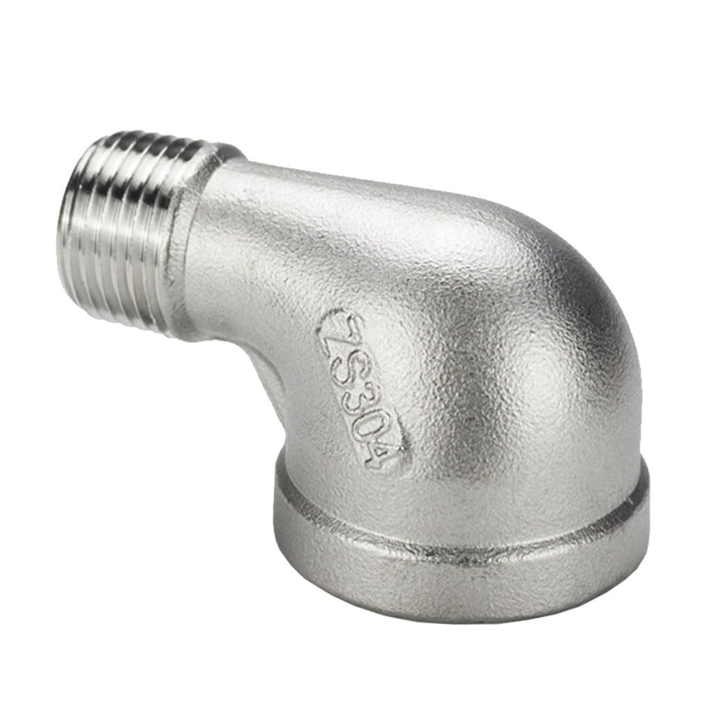 90 Degree Elbow Pipe Fitting, 1pcs 1/4" 3/8" 1/2" 3/4" 1" 1-1/4" Female to Male 90° Reducer Elbow, 90 Degree Stainless Steel SS304 Connector Pipe Fittings(1" to 3/4")