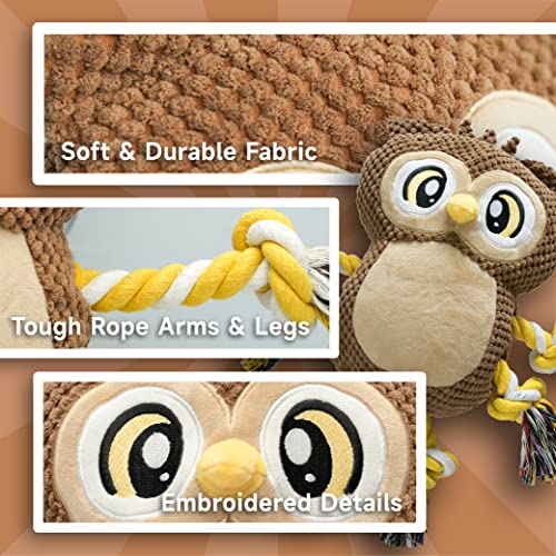 Kalakala Cute Owl Dog Squeaky Toys, Large Size Tug Of War Plush Rope Toys, Interactive Stuffed Dog Toys With Soft, Safe And Durable Fabric, For Puppy, Small, Medium And Large Dogs - Brown Owl #TOP2