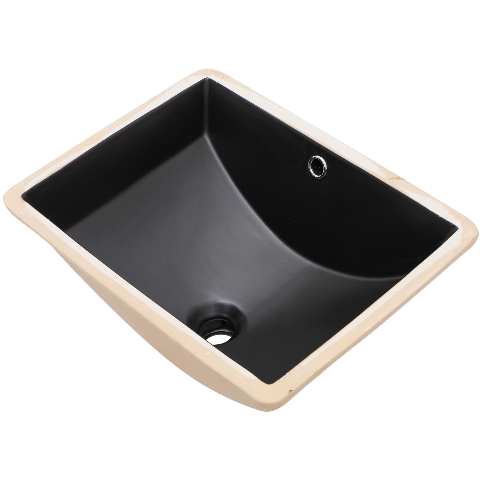 Fregadero de baño empotrado de 18 pulgadas de 18 x 14 pulgadas, rectangular, de cerámica, porcelana, bajo encimera, lavabo profundo con desbordamiento