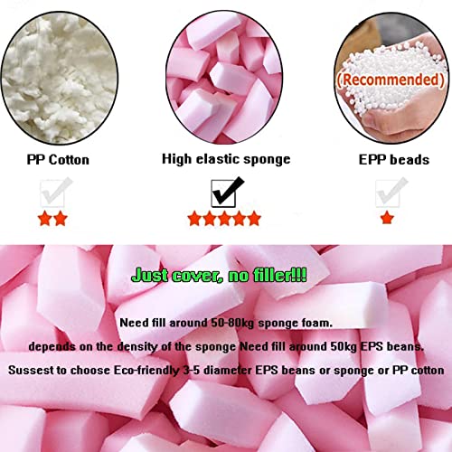 Hwoek Oversized Bean Bag Chair Giant Fur Bean Bag Chair (No Padding) For Adult Living Room Furniture Big Round Soft Fluffy Plush Lazy Sofa Portable Furniture Bean Bag Chair,White,7Ft(180 * 90Cm) #TOP4