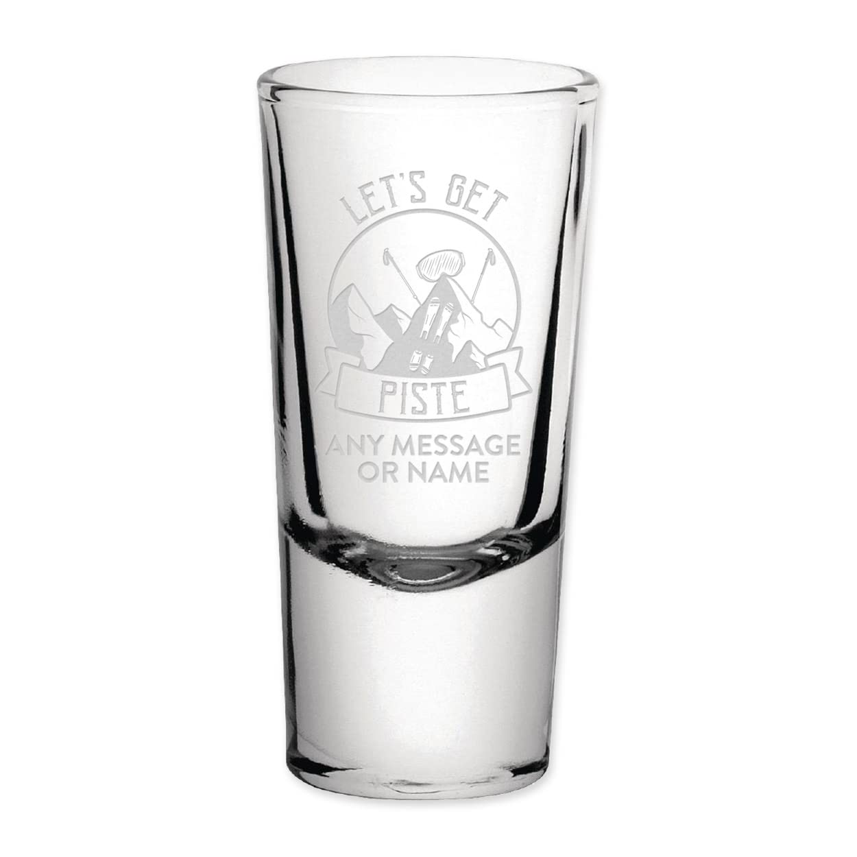 Gift Base Personalised Let's Get Piste Skiing Shot Shooter Glass Name Initials Single 25Ml Birthday For Tequila Rum Gin Whisky Wedding Favour Stag Hen Do Custom