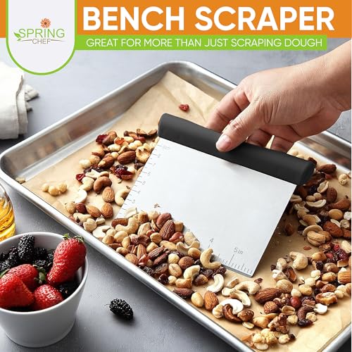 Image of Spring Chef Stainless Steel Bench Scraper & Bowl Scraper Set for Baking