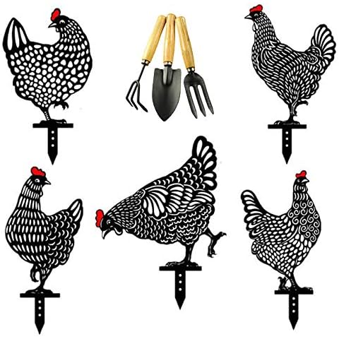 MOZX Chicken Yard Art Gartenstecker, Acryl Huhn Hühner Deko Garten Cover