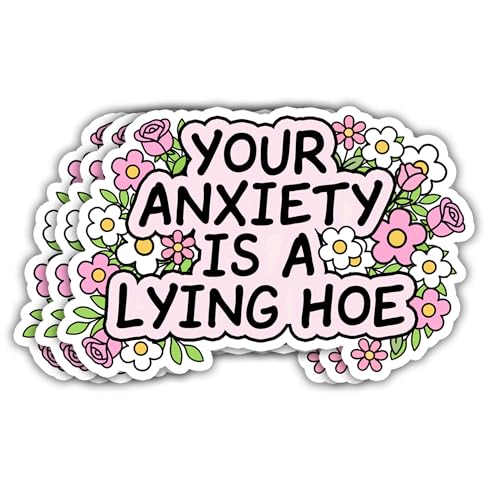 HASODIN (3 Pcs 3 inch) Your Anxiety is A Lying Hoe Sticker Funny Humor Sarcastic Mental Health Awareness Sticker Gifts Decoration for Laptops Phones