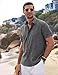 COOFANDY Men's Beach Linen Shirt Business Shirts Fitted Casual Shirt Short Sleeve Summer Vacation Dark Grey
