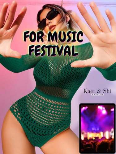 Image of Kaei&Shi Sexy Hollow Rave Outfits, Fishnet Bodysuit Fits US Women Sizes 0-18, Sheer Lace Glow Party Tops Festival Mesh