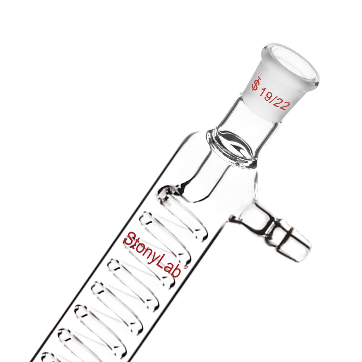 stonylab Condensatore Graham in Vetro con Giunto 19/22, Lunghezza del Guscio 200 mm, Condensatore in Vetro Borosilicato per Laboratorio