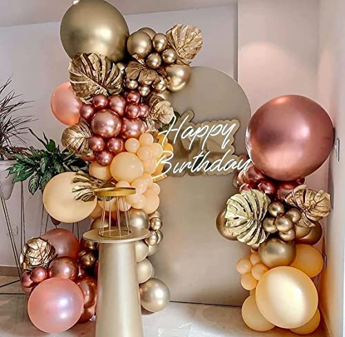 Diy 135Pcs Sand White Balloons Garland Kits With 18/10/5Inch Rose Gold Gold Metallic Chrome Latex Balloons For Women Girls Princess Engagement Wedding Birthday Party Decorations (Colorful) #TOP3