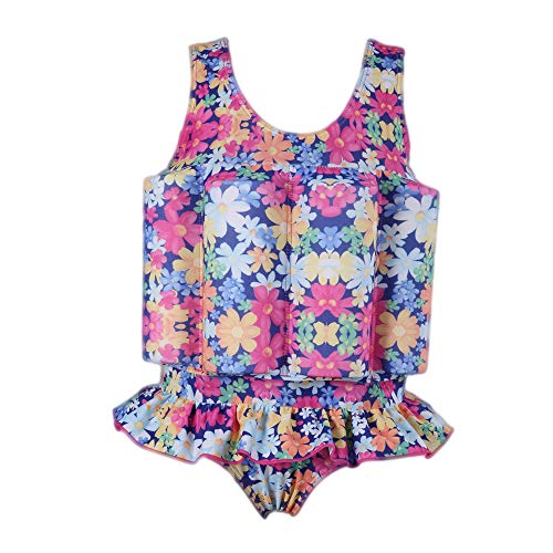 Gifts Treat Kinder Schwimmanzug Baby Junge Mädchen Sonnenschutz Schwimmende Badebekleidung mit einstellbarem Auftrieb UPF 50 (Farbe Blume, S,110) Cover
